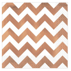 Hens Party Snack Size Napkins - Rose Gold Chevron